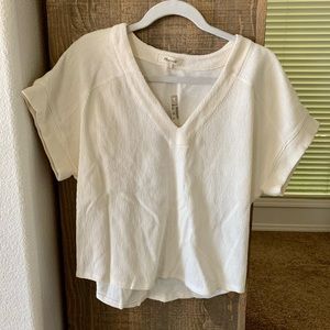 Ottoman Jacquard V-Neck Boxy Top